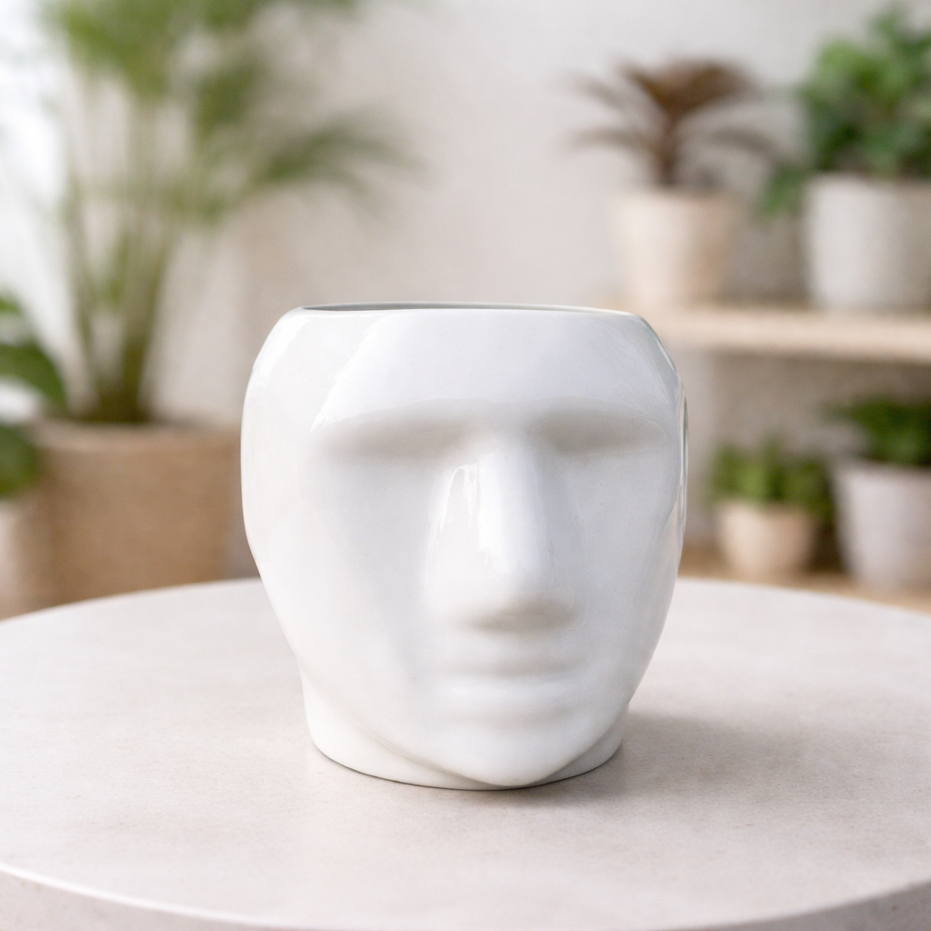 Buddha Face Shape Ceramic Pot
