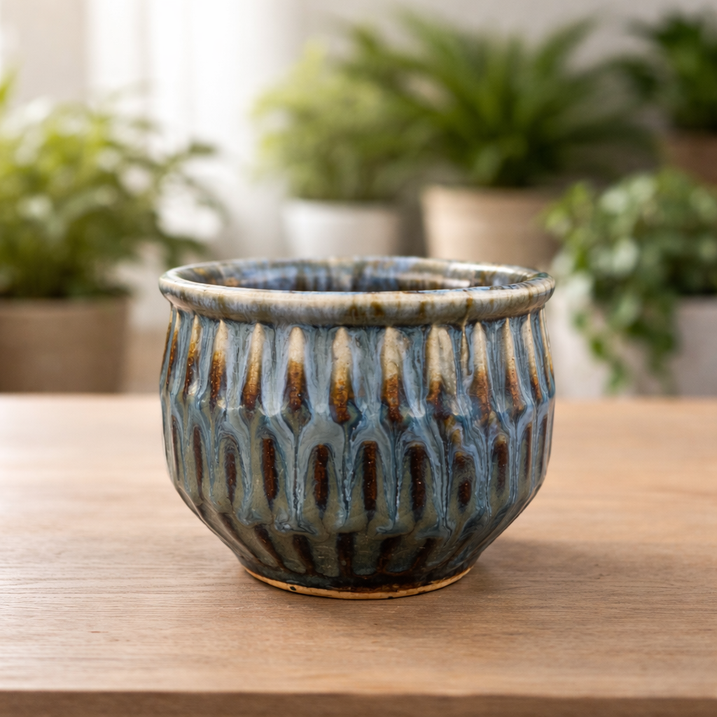 Fluted Ceramic Bowl Pot