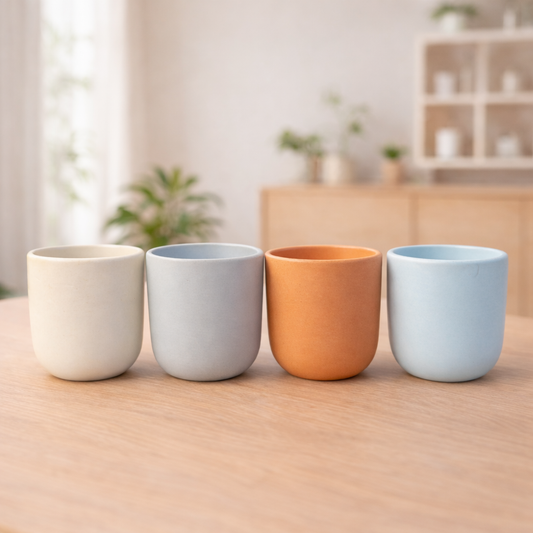 Pack of 4 Matte Round Ceramic Planter Set