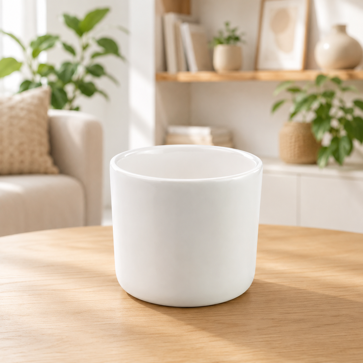 White Pipe Ceramic Pot