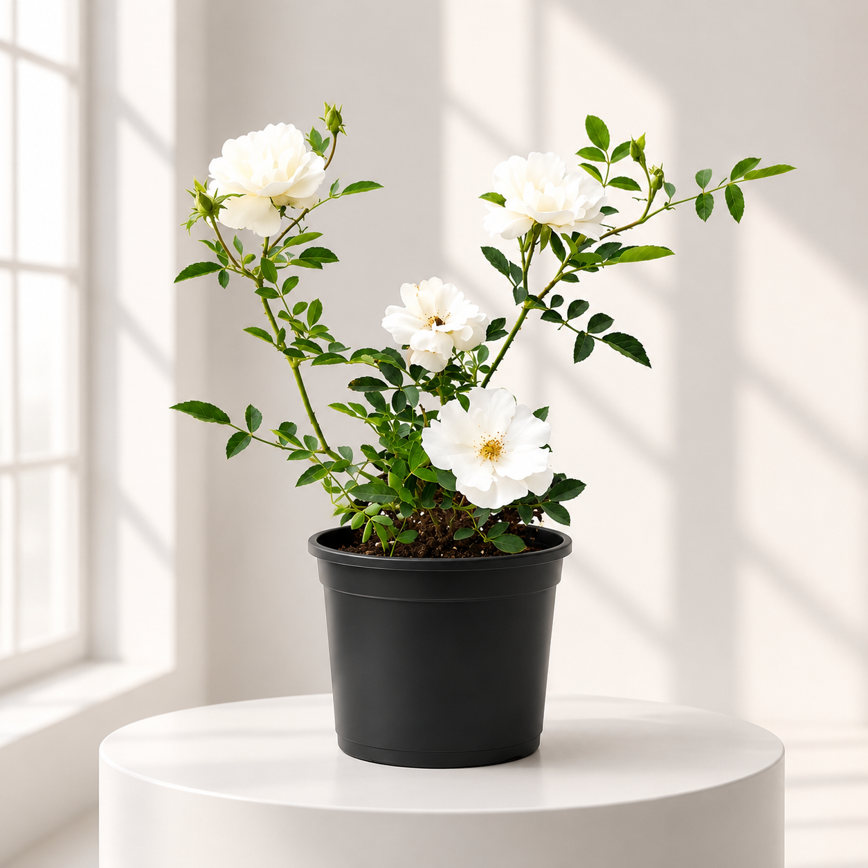 Kashmiri White Rose in Plastic Pot